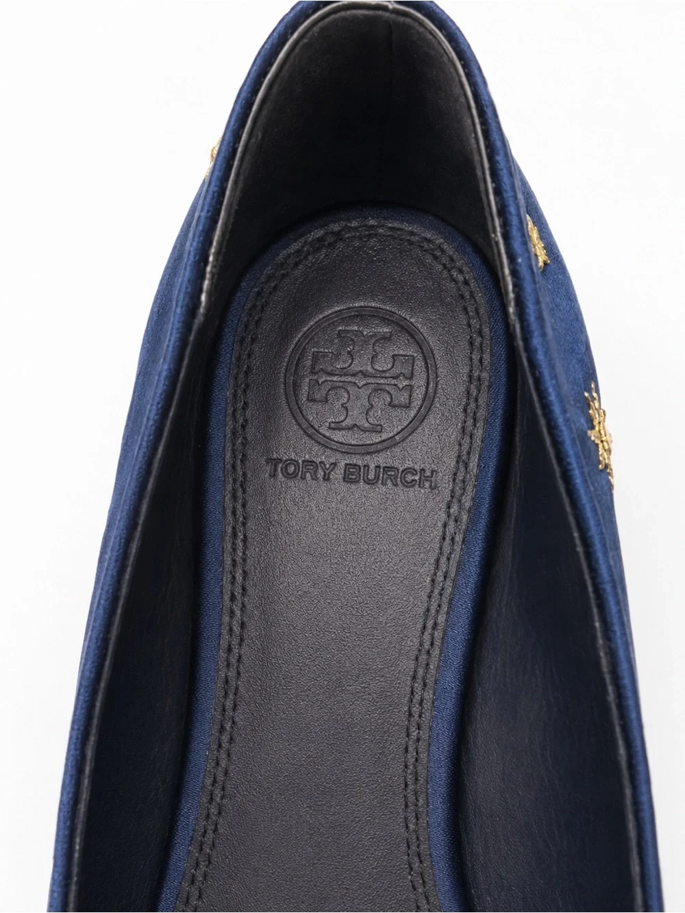 Tory Burch Olympia Celestial Embroidered Satin Loafers Navy Starry Night Size 7